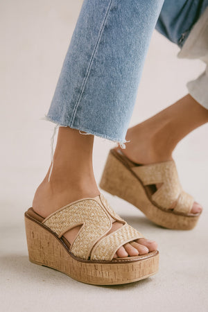 OLEM Women's Shoes Flynn-2 Natural Crochet Wedge Sandal