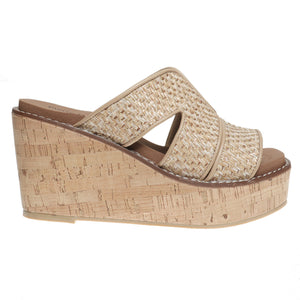 OLEM Women's Shoes Flynn-2 Natural Crochet Wedge Sandal