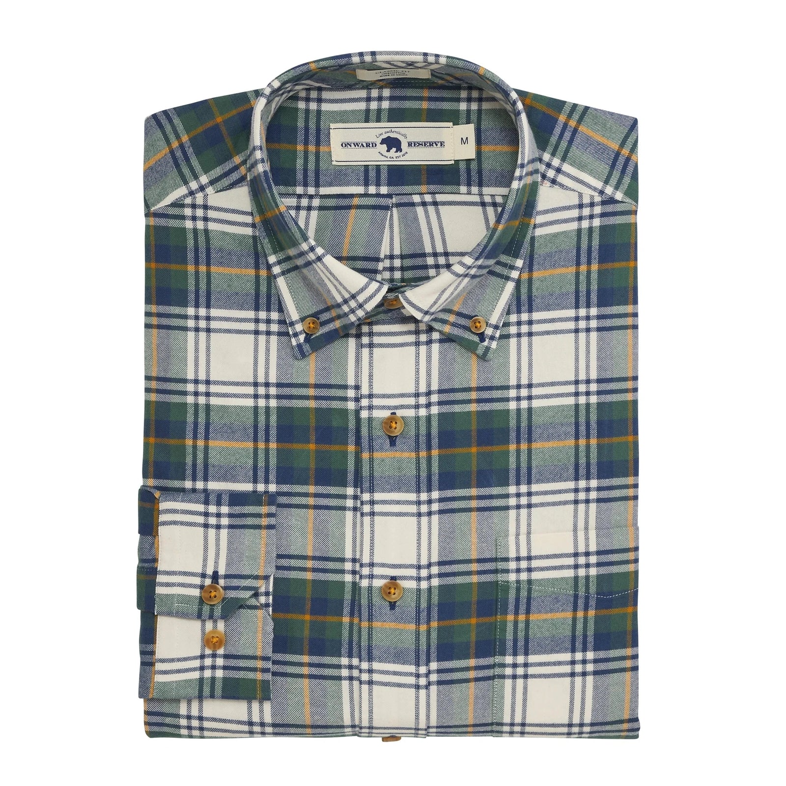ONWARD RESERVE Men's Sport Shirt Onward Reserve Bark Featherweight Flannel - Mallard Green
