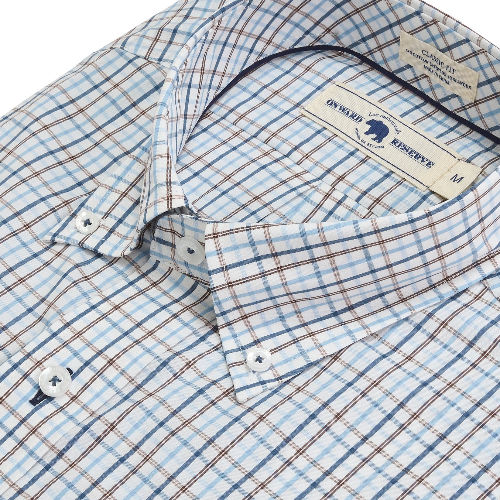 ONWARD RESERVE Men's Sport Shirt Onward Reserve Noble Classic Fit Quad Shirt - Chocolate