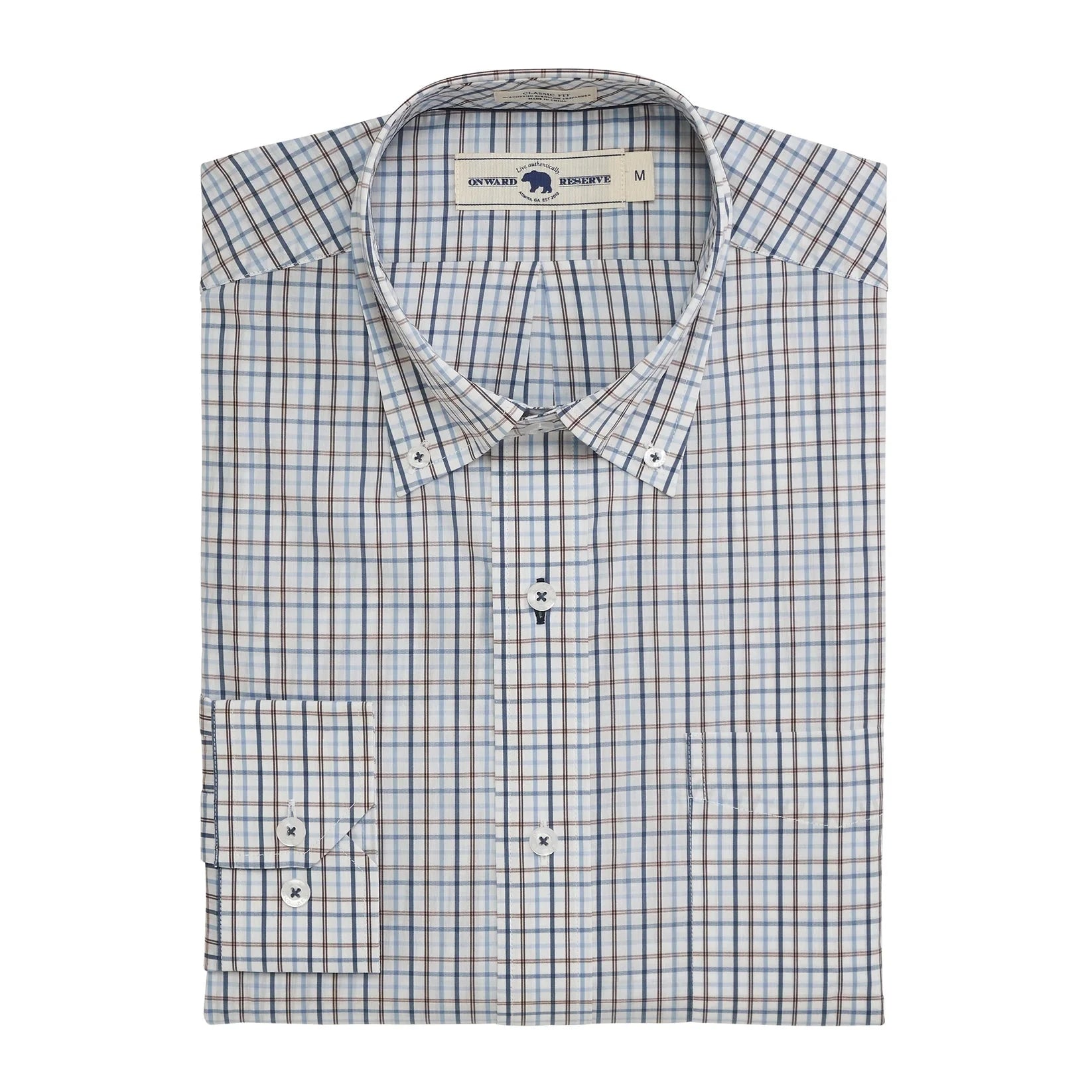 ONWARD RESERVE Men's Sport Shirt Onward Reserve Noble Classic Fit Quad Shirt - Chocolate