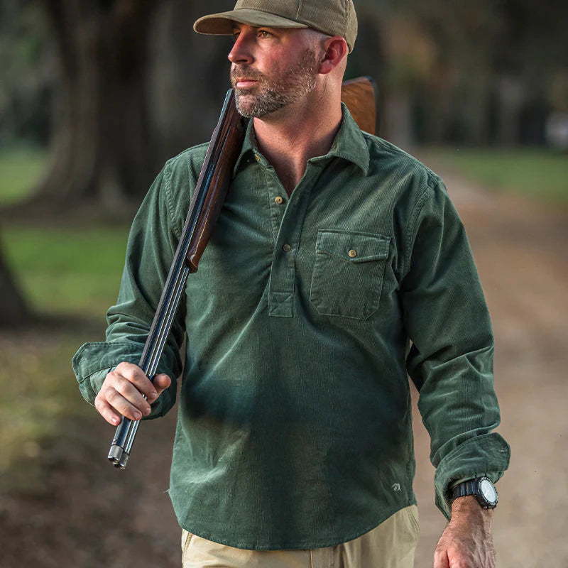 ONWARD RESERVE Men's Sport Shirt Onward Reserve Stretch Cord Half Button Shirt - Dark Forest