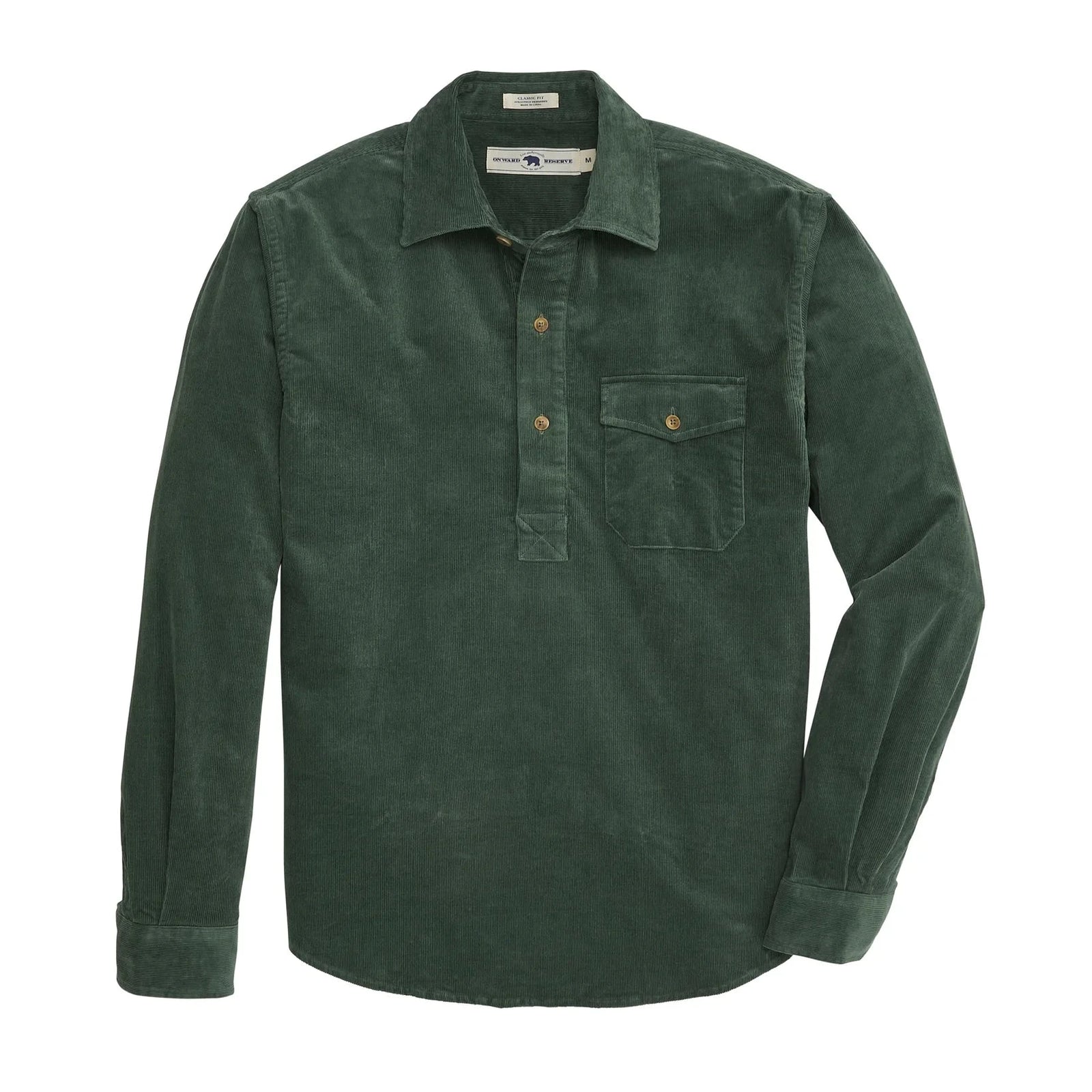 ONWARD RESERVE Men's Sport Shirt Onward Reserve Stretch Cord Half Button Shirt - Dark Forest