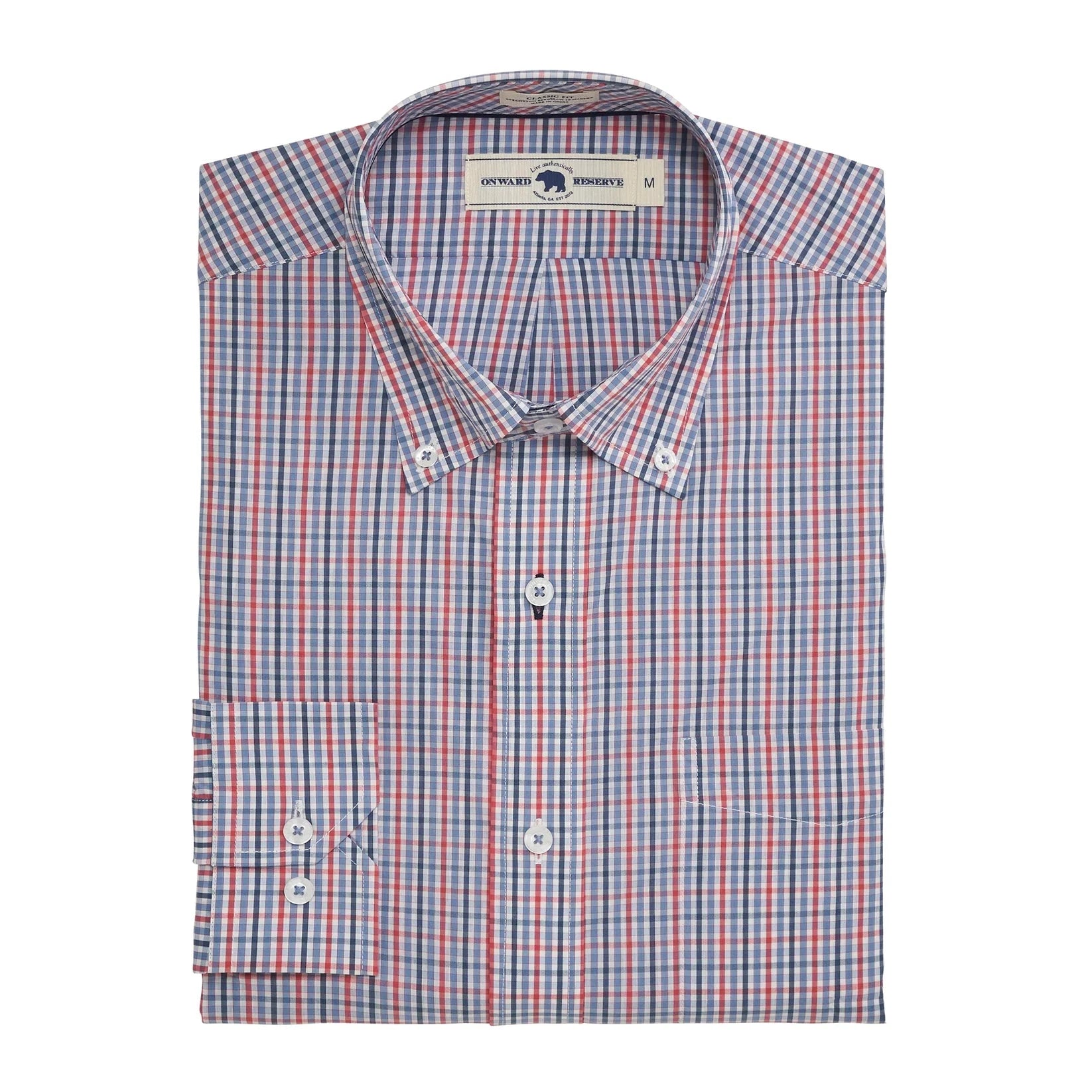 ONWARD RESERVE Men's Sport Shirt Onward Reserve Warden Classic Fit Quad Shirt - Ensign Blue