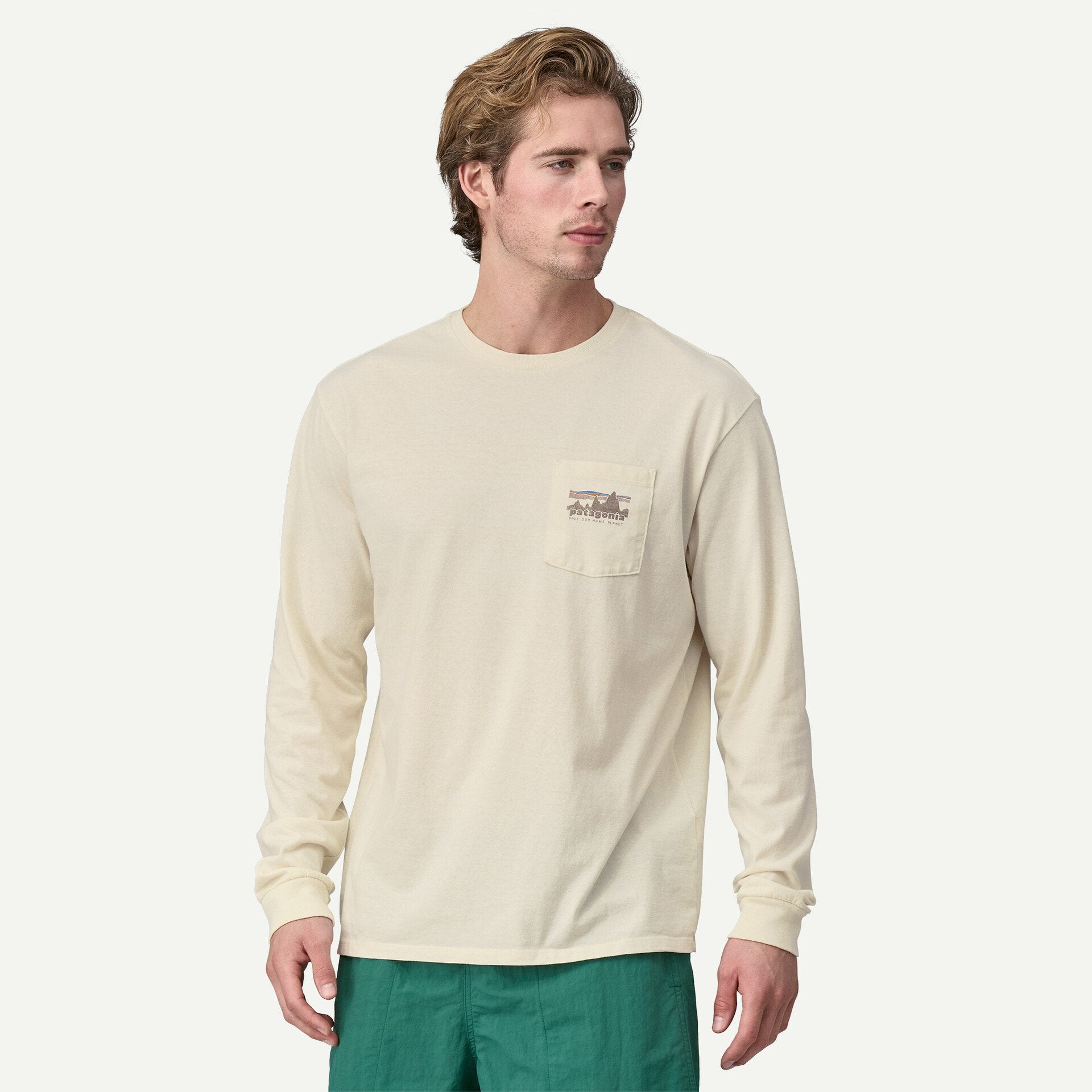 PATAGONIA Women's Tees BIRCH WHITE / S Patagonia Men's Long-Sleeved '73 Skyline Pocket Responsibili-Tee 37743BCW