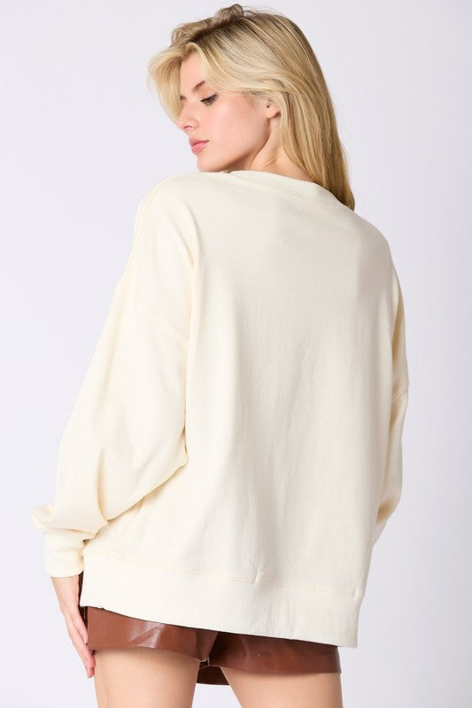 PEACH LOVE Women's Sweatshirt Halloween Pumpkin Towel Embroidery Sweatshirt