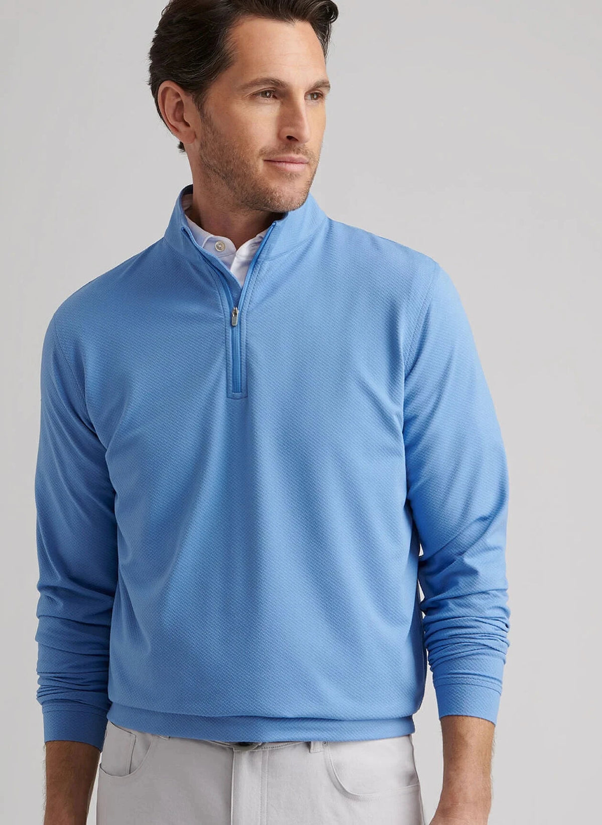 PETER MILLAR Men's Pullovers Peter Millar Perth Cross-Hatch Performance Quarter-Zip || David's Clothing