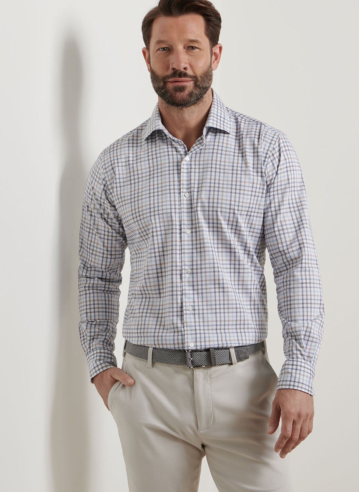 PETER MILLAR Men's Sport Shirt Peter Millar North Coast Crown Lite Cotton-Stretch Sport Shirt