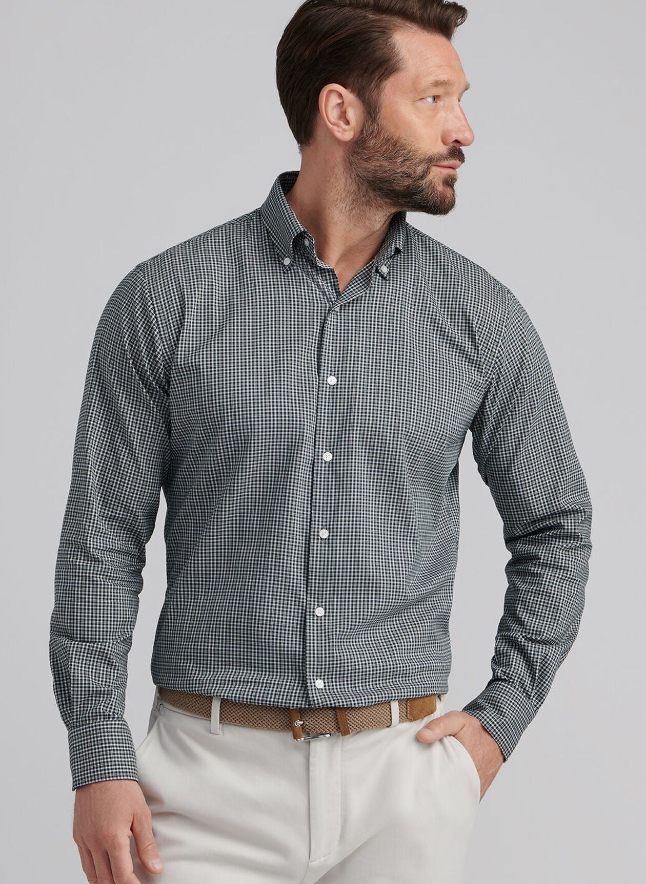 PETER MILLAR Men's Sport Shirt Peter Millar Stowe Crown Lite Cotton-Stretch Sport Shirt