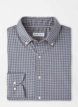 PETER MILLAR Men's Sport Shirt POPLAR BROWN / S Peter Millar Conway Crown Lite Cotton-Stretch Sport Shirt MF25W03LTB