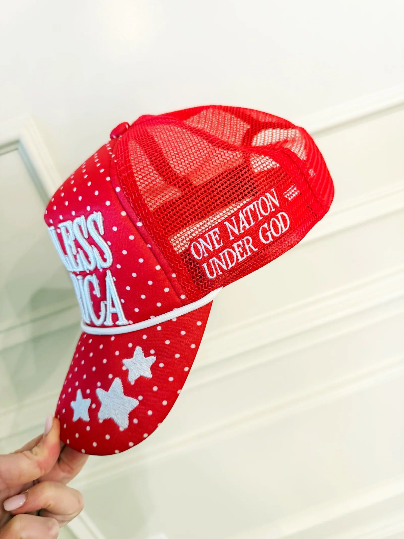 POPPY & PINE Women's Hat RED Poppy + Pine God Bless America Hat BLESS