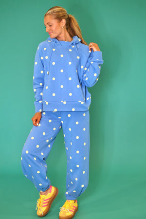 POPPY & PINE Women's Pants 0000- fix- Poppy & Pine Blue Butter Polka Dot Sweatsuit Set - Hoodie & Sweatpants