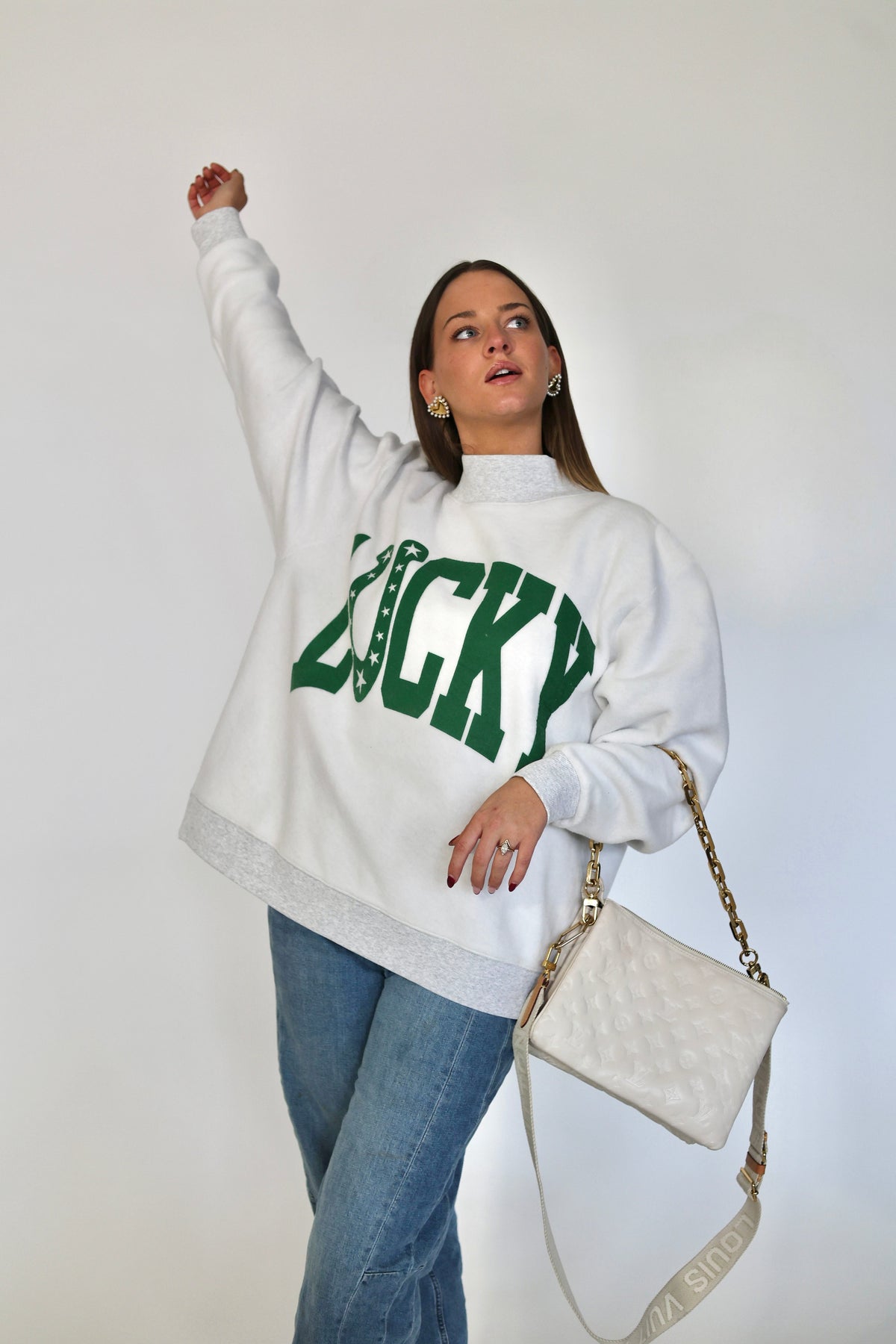 POPPY & PINE Women's Sweatshirt Poppy & Pine Lucky 2-Sided Mock Sweatshirt