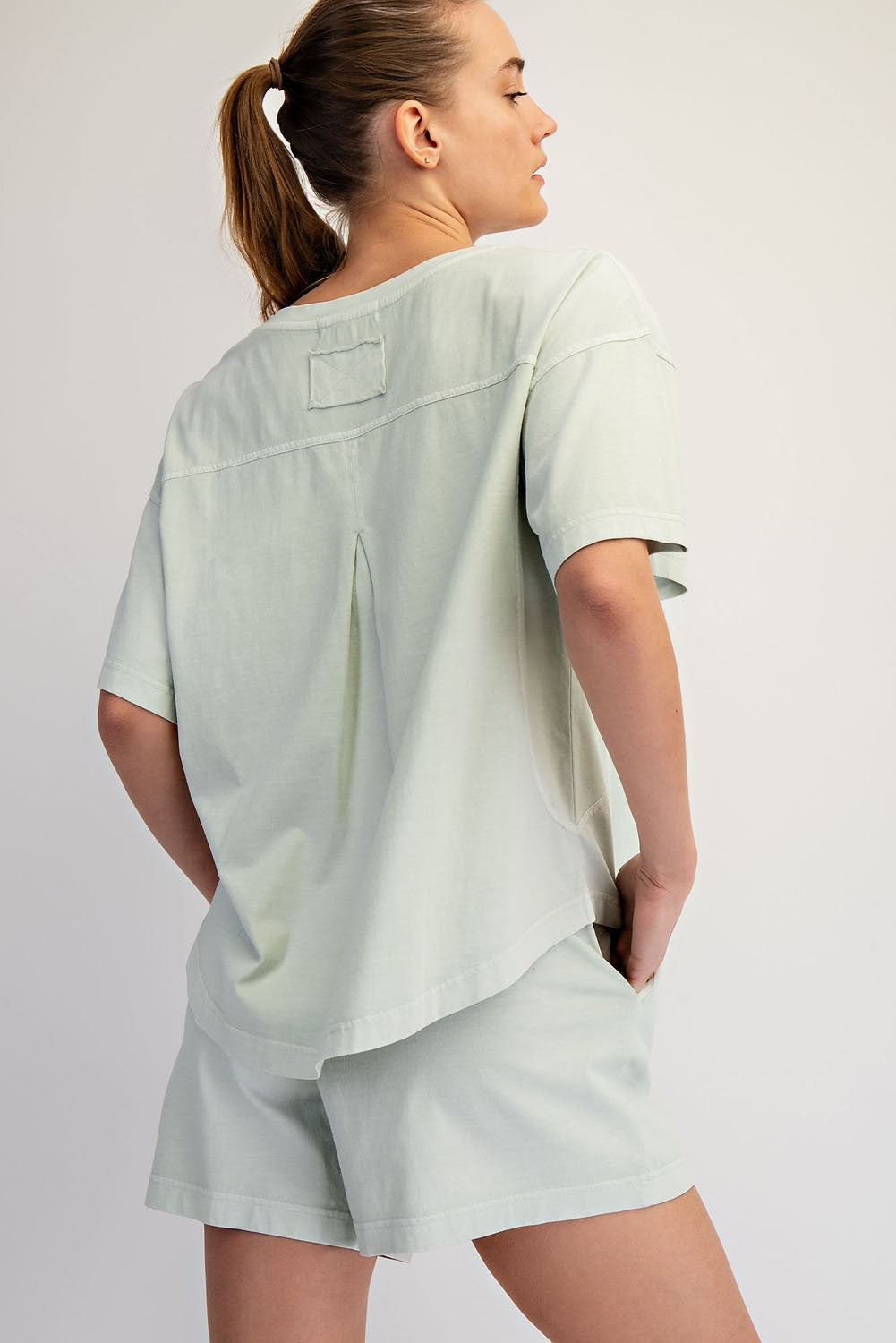 RAE MODE Women's Top SOFT MINT / S Pigment Washed Cotton Shorts Set SET0034SM