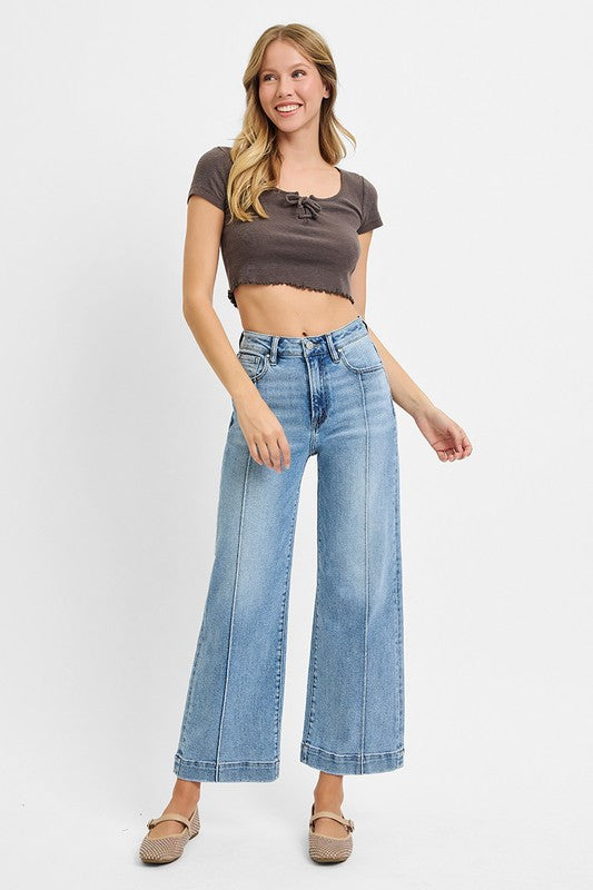 Risen Jeans Women's Jeans Risen Jeans High Rise Crop Wide Jeans || David's Clothing