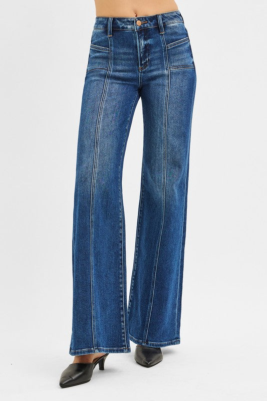 Risen Jeans Women's Jeans Risen Jeans Mid Rise Wide Jeans With Front Patch Pocket