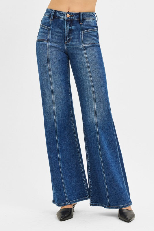 Risen Jeans Women's Jeans Risen Jeans Mid Rise Wide Jeans With Front Patch Pocket
