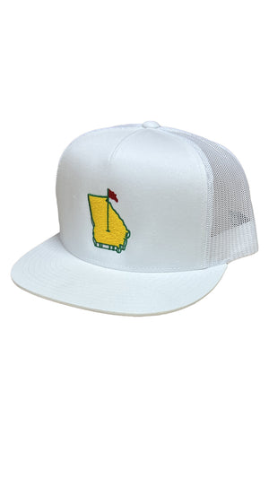 RIVERBED THREADS Men's Hats WHITE Riverbed Thread GA Golf 5 Panel Performance Snapback GA054E