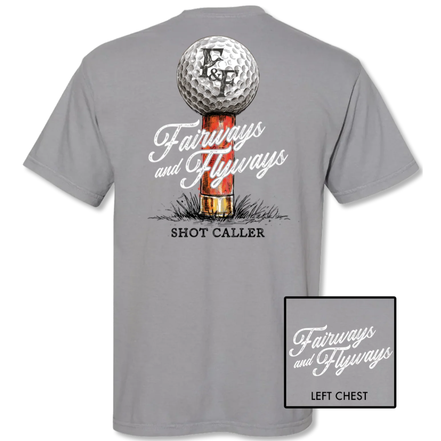 RIVERBED THREADS Men's Tees Fairways & Flyways Shot Caller Granite