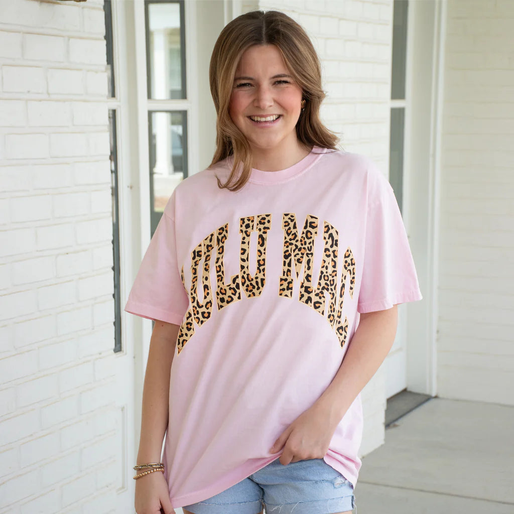 Lulu Mac Leopard Print Logo Tee