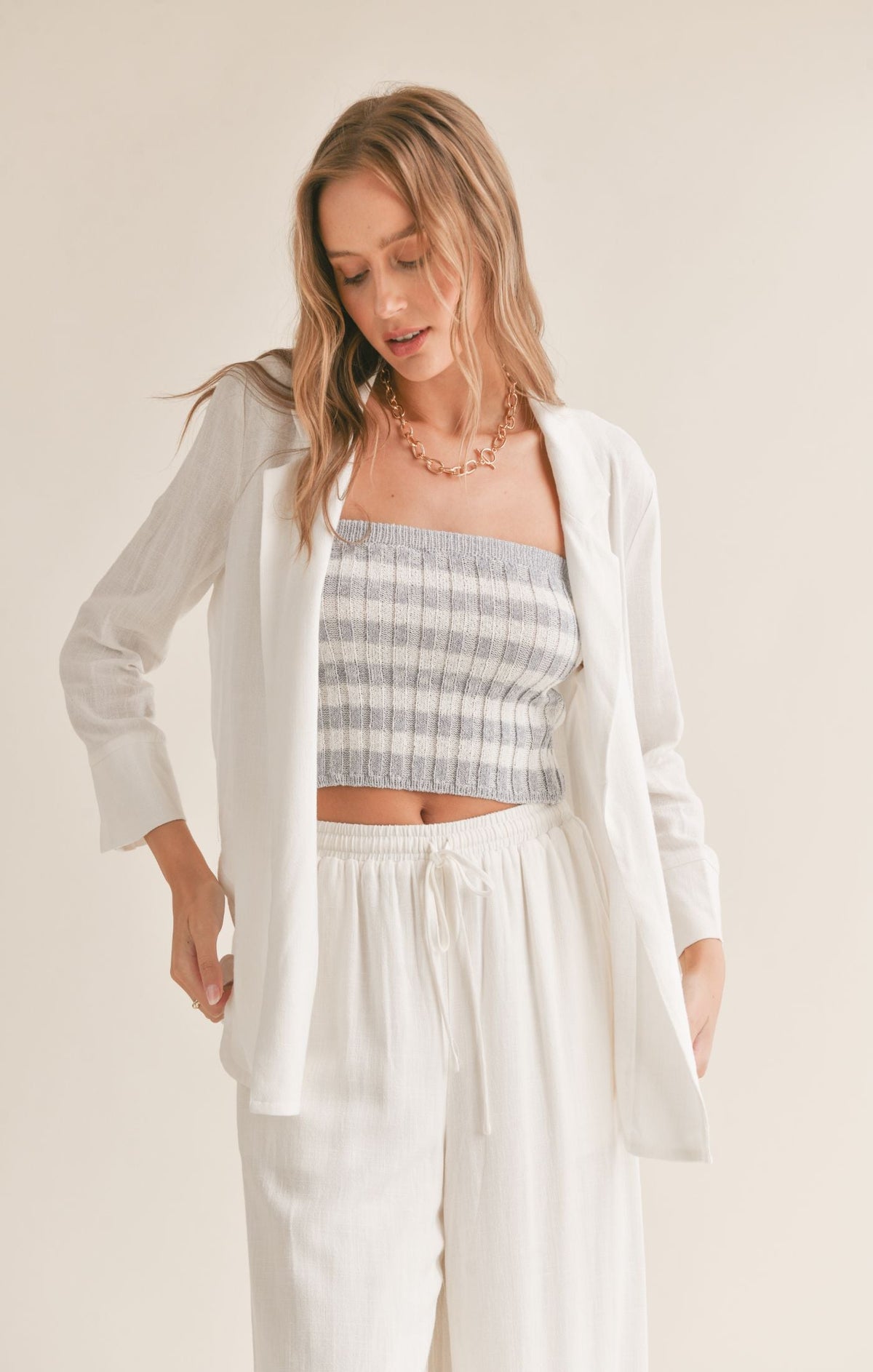 SADIE AND SAGE Women Jackets Sadie And Sage Sugarloaf Linen Blend Open Blazer || David's Clothing