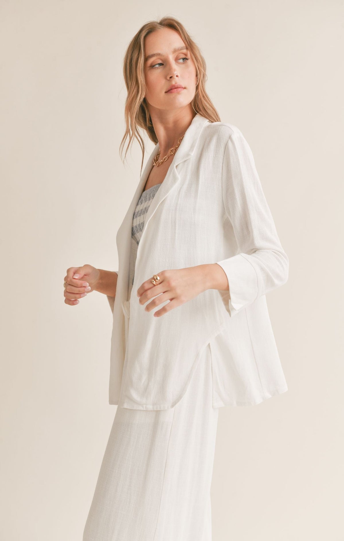 SADIE AND SAGE Women Jackets Sadie And Sage Sugarloaf Linen Blend Open Blazer || David's Clothing