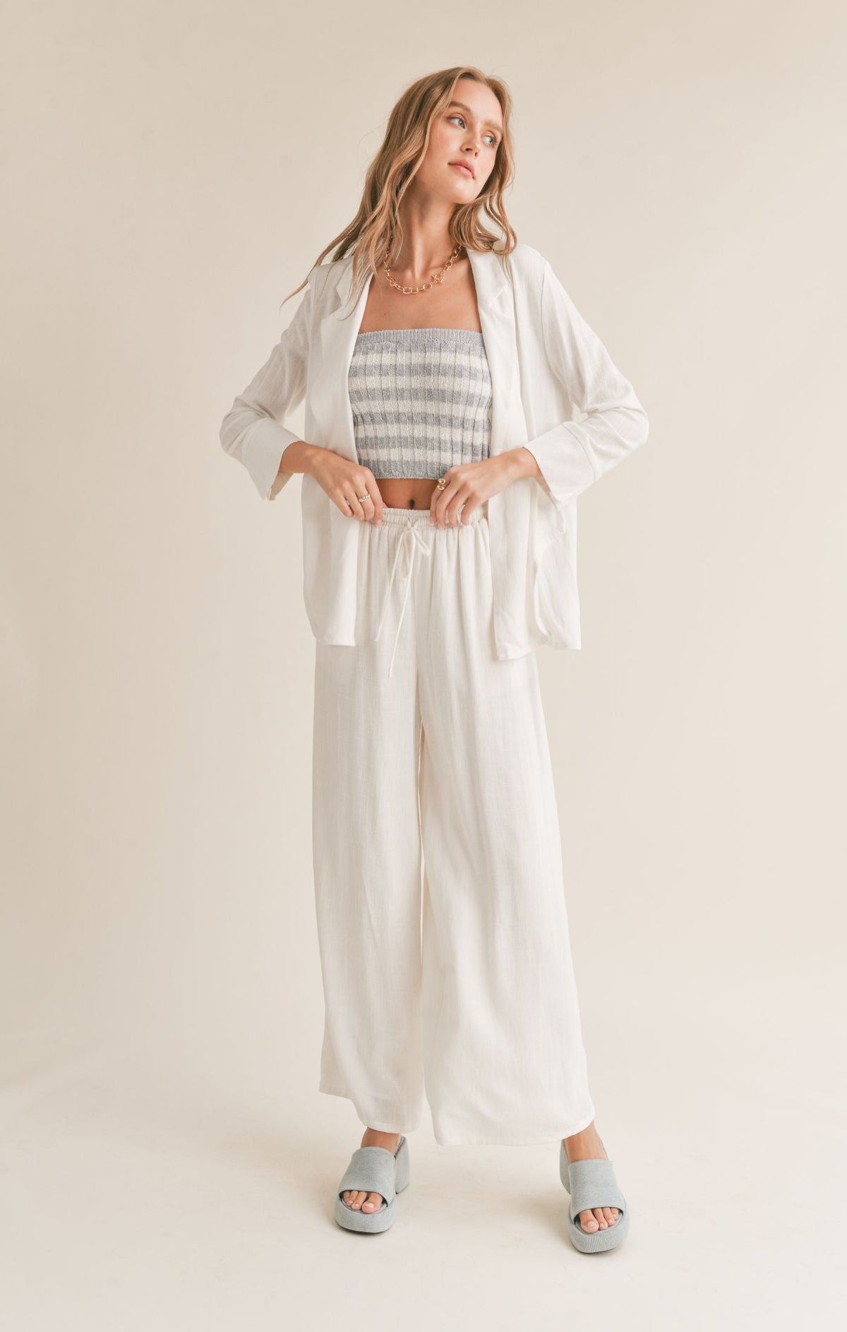 SADIE AND SAGE Women Jackets Sadie And Sage Sugarloaf Linen Blend Open Blazer || David's Clothing