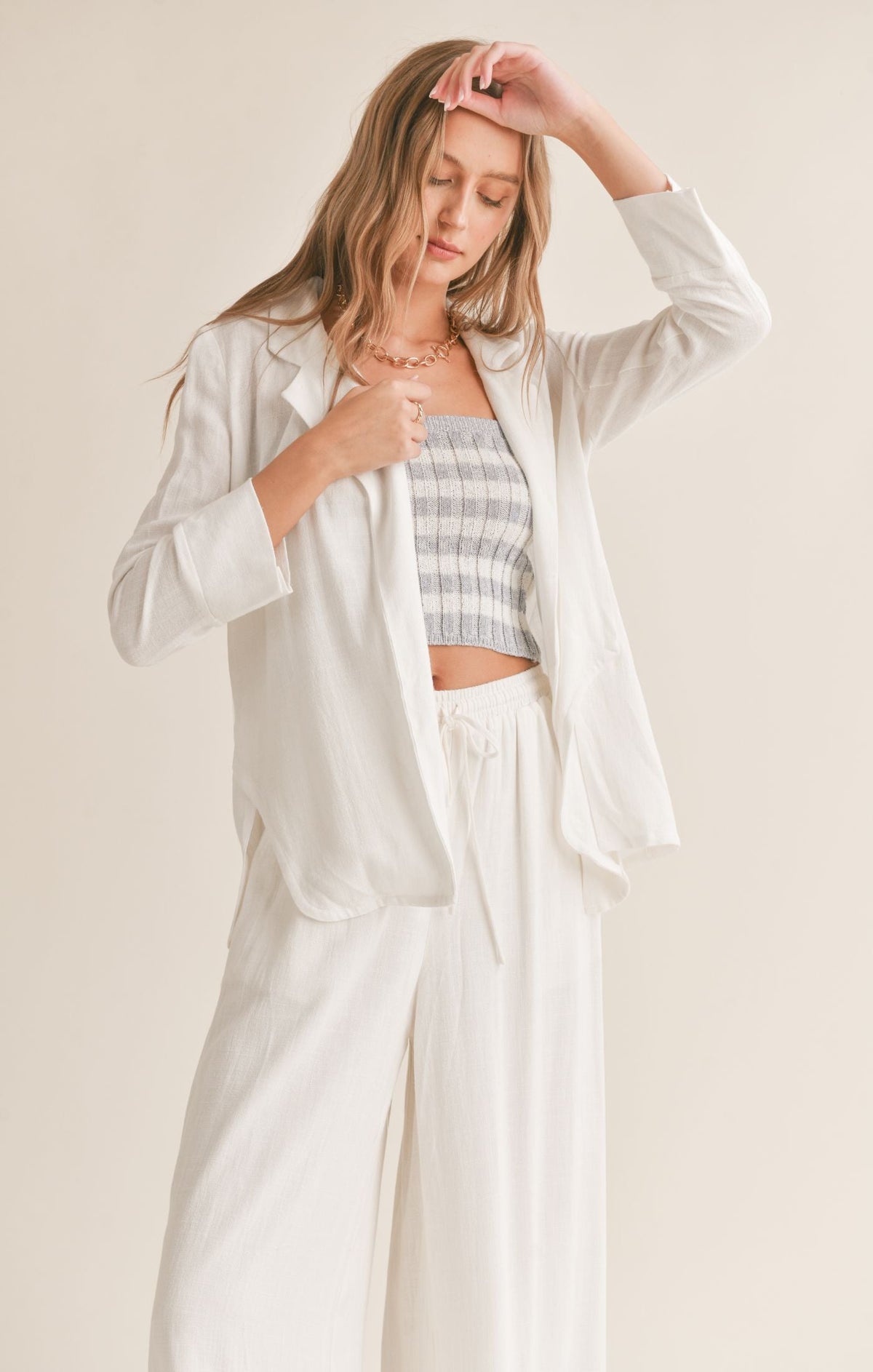 SADIE AND SAGE Women Jackets Sadie And Sage Sugarloaf Linen Blend Open Blazer || David's Clothing