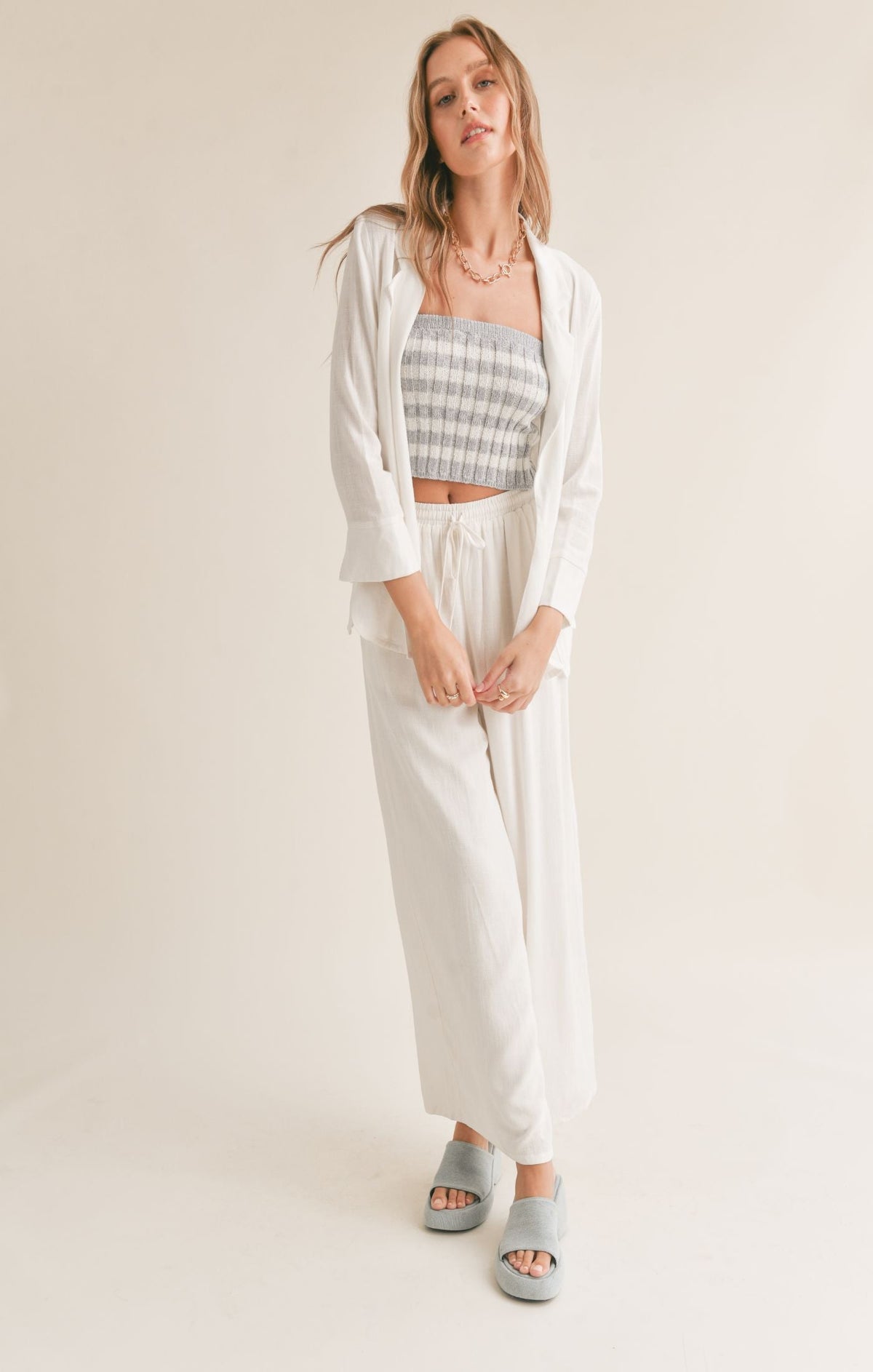 SADIE AND SAGE Women Jackets Sadie And Sage Sugarloaf Linen Blend Open Blazer || David's Clothing