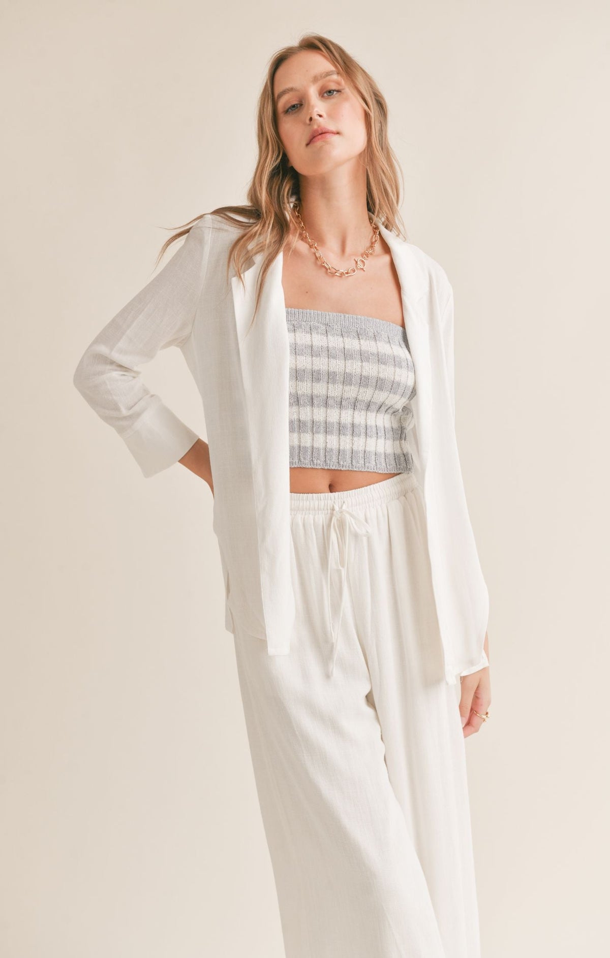 SADIE AND SAGE Women Jackets Sadie And Sage Sugarloaf Linen Blend Open Blazer || David's Clothing