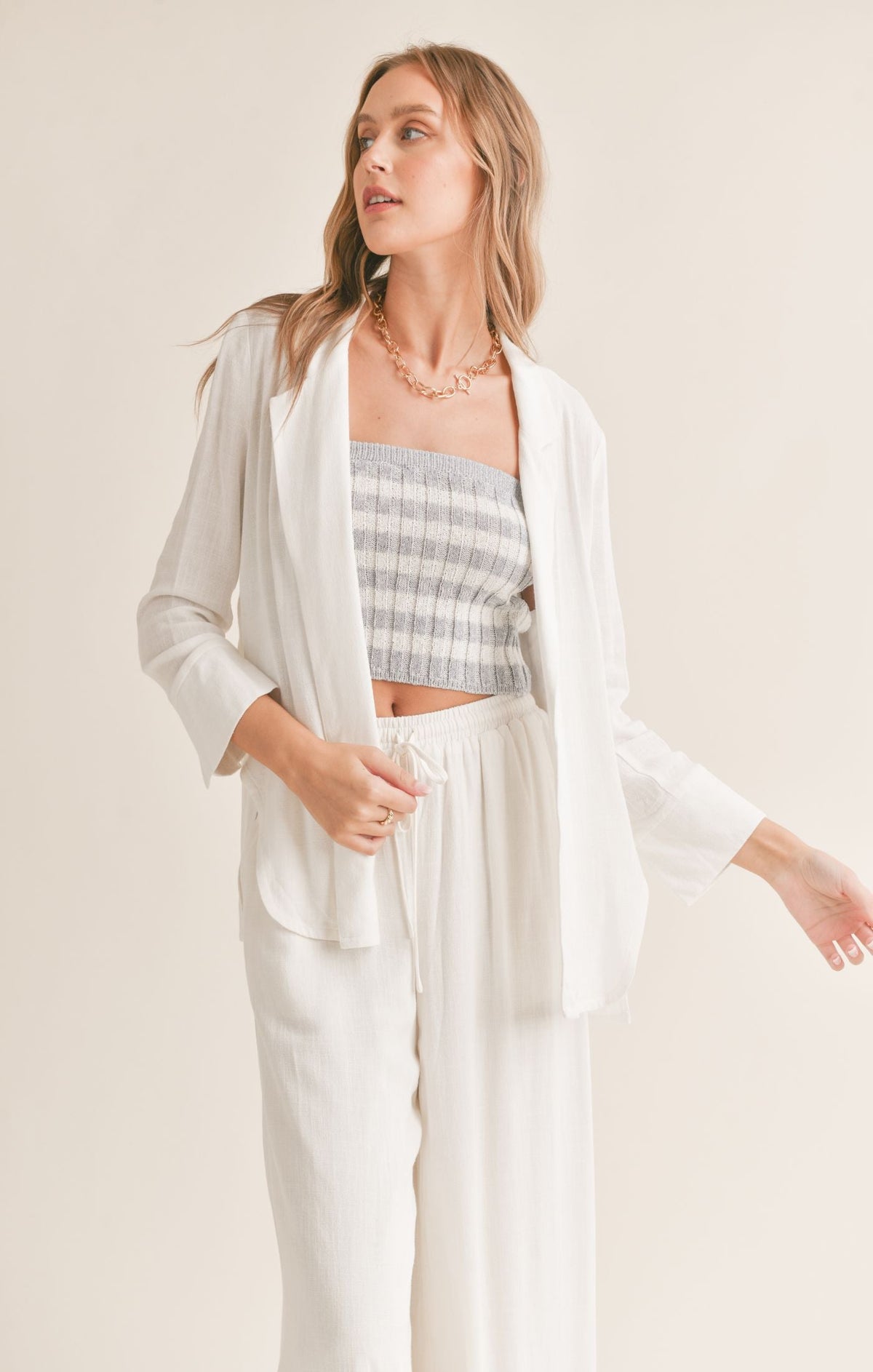 SADIE AND SAGE Women Jackets Sadie And Sage Sugarloaf Linen Blend Open Blazer || David's Clothing