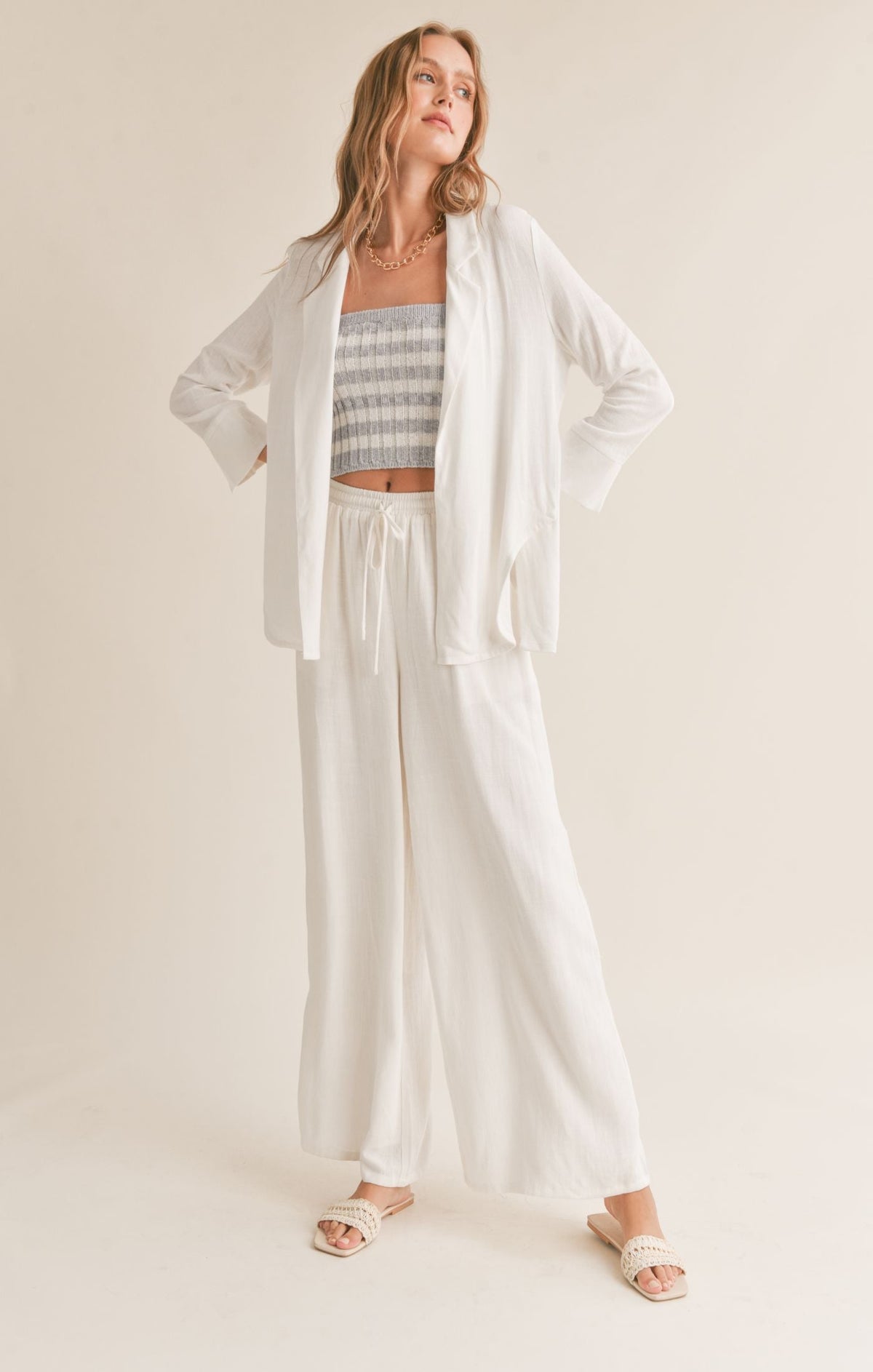 SADIE AND SAGE Women Jackets Sadie And Sage Sugarloaf Linen Blend Open Blazer || David's Clothing