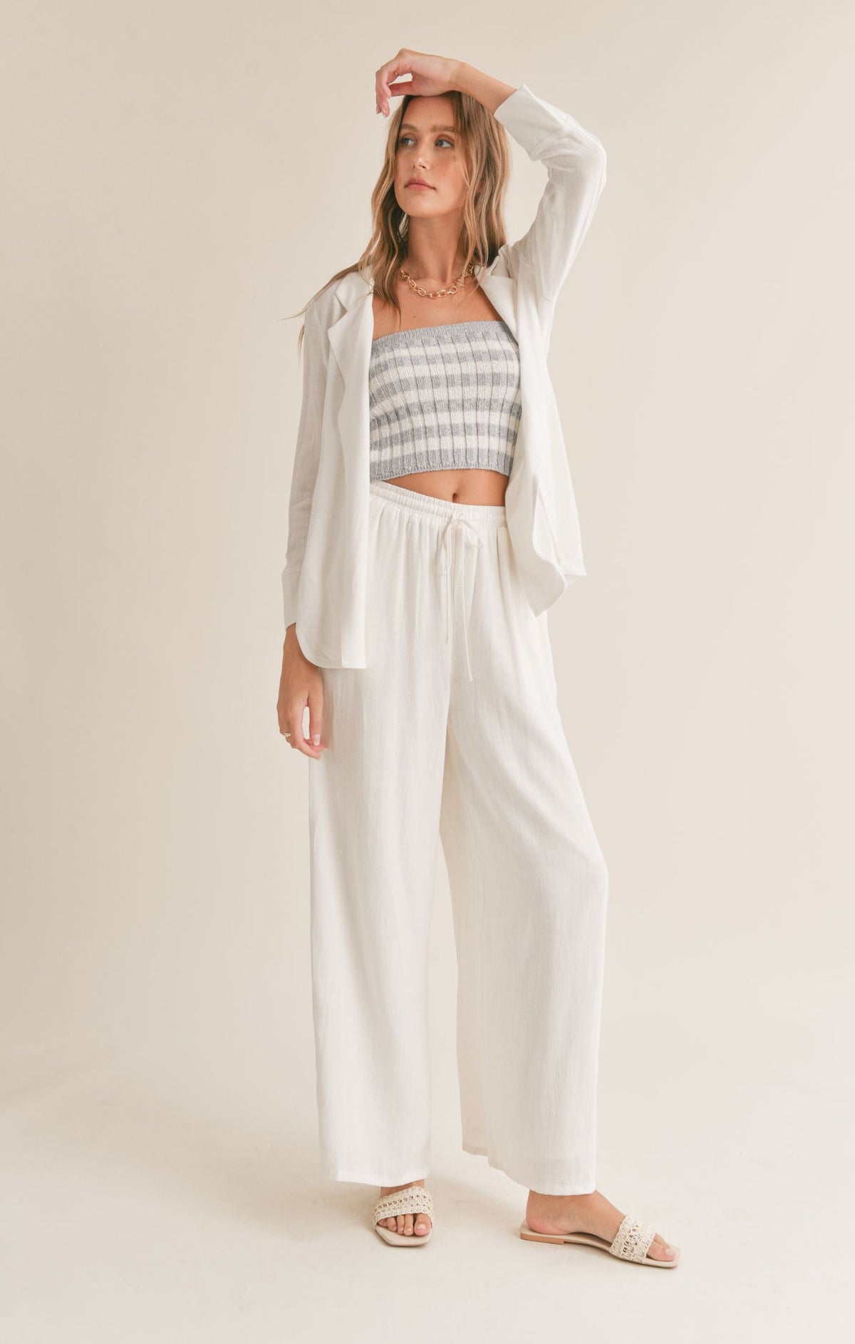 SADIE AND SAGE Women Jackets Sadie And Sage Sugarloaf Linen Blend Open Blazer || David's Clothing