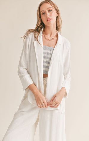 SADIE AND SAGE Women Jackets Sadie And Sage Sugarloaf Linen Blend Open Blazer || David's Clothing