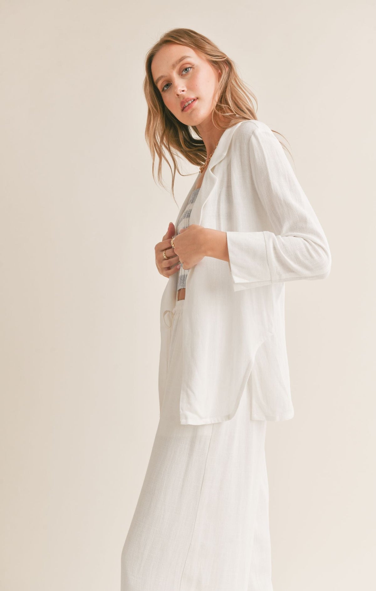 SADIE AND SAGE Women Jackets Sadie And Sage Sugarloaf Linen Blend Open Blazer || David's Clothing