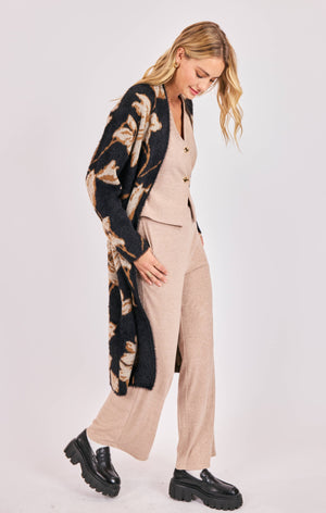 SADIE AND SAGE Women's Cardigans Sadie and Sage Emory Floral Intarsia Open Duster Cardi