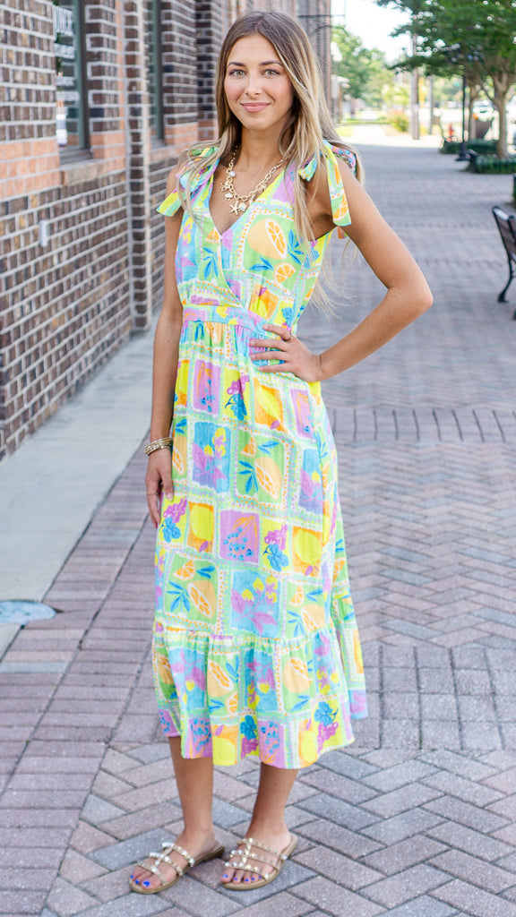 SADIE AND SAGE Women's Dresses Mimosa Shoulder Ties Surplice Midi Dress