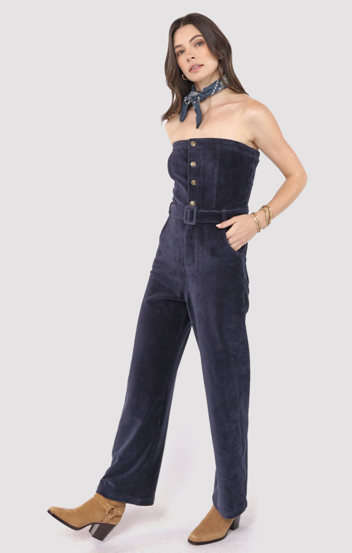 SADIE AND SAGE Women's Pants Sadie and Sage Morrison Strapless Belted Jumpsuit