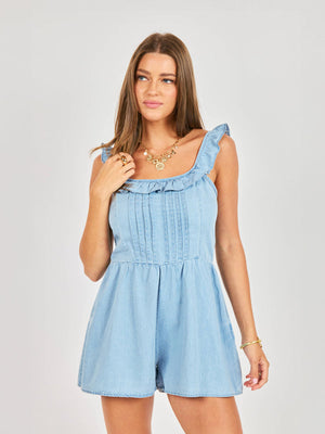 SADIE AND SAGE Women's Romper Sadie and Sage Soft Breeze Chambray Romper