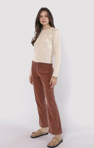 SADIE AND SAGE Women's Sweaters Sadie and Sage Lulu Embroidered Daisy Sweater