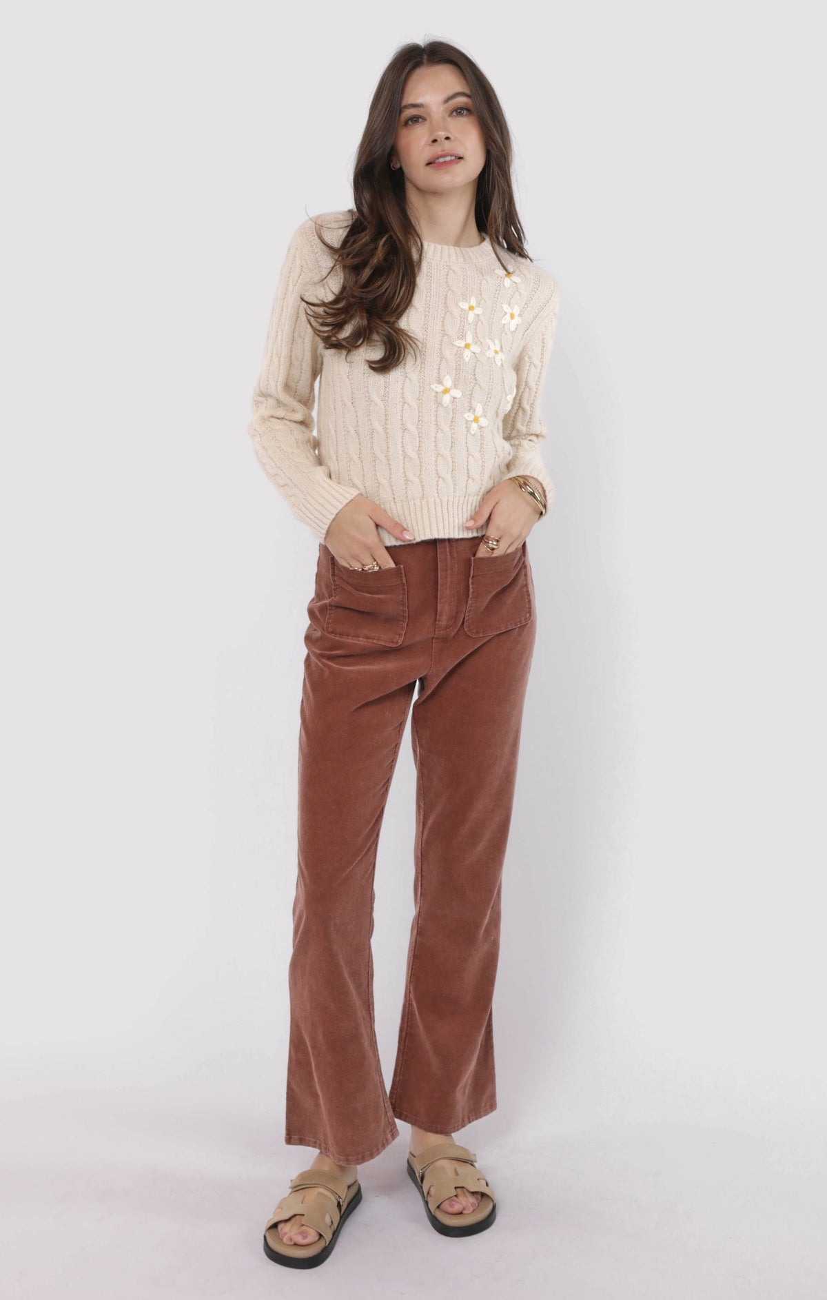 SADIE AND SAGE Women's Sweaters Sadie and Sage Lulu Embroidered Daisy Sweater