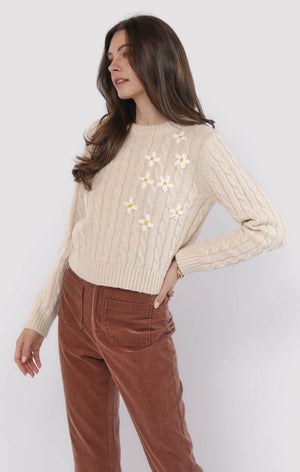 SADIE AND SAGE Women's Sweaters Sadie and Sage Lulu Embroidered Daisy Sweater
