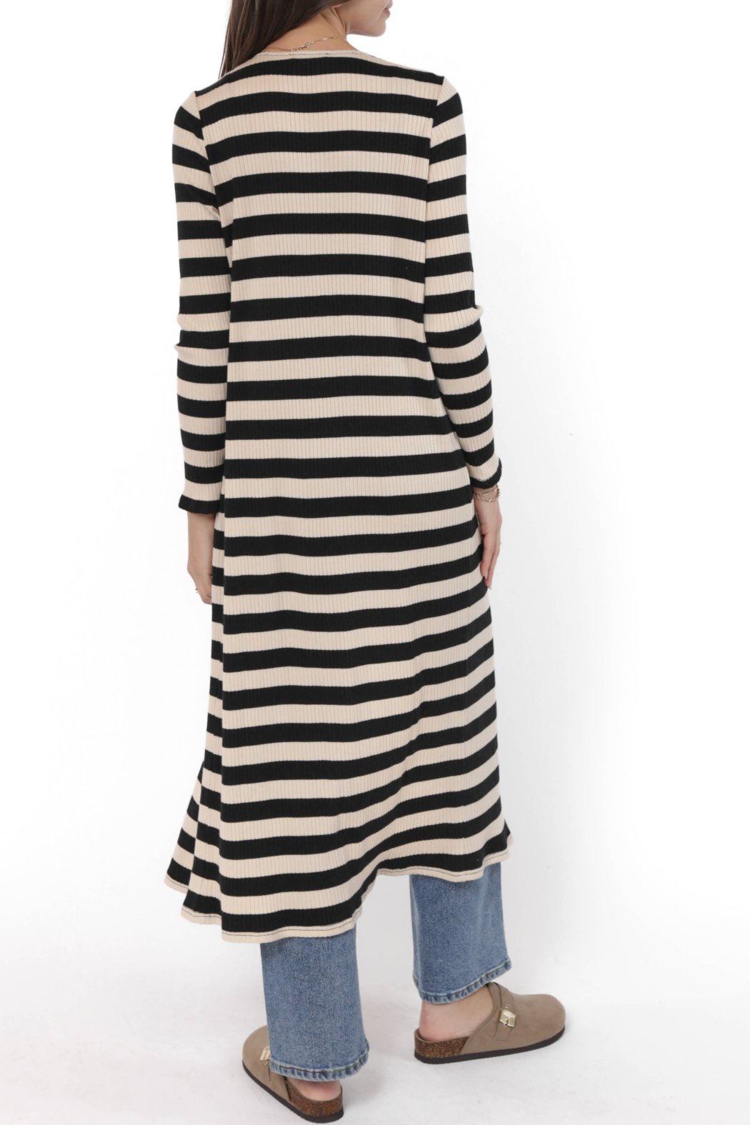 SADIE AND SAGE Women's Sweaters Sadie and Sage Soul Sisters Striped Rib Knit Long Cardigan || David's Clothing