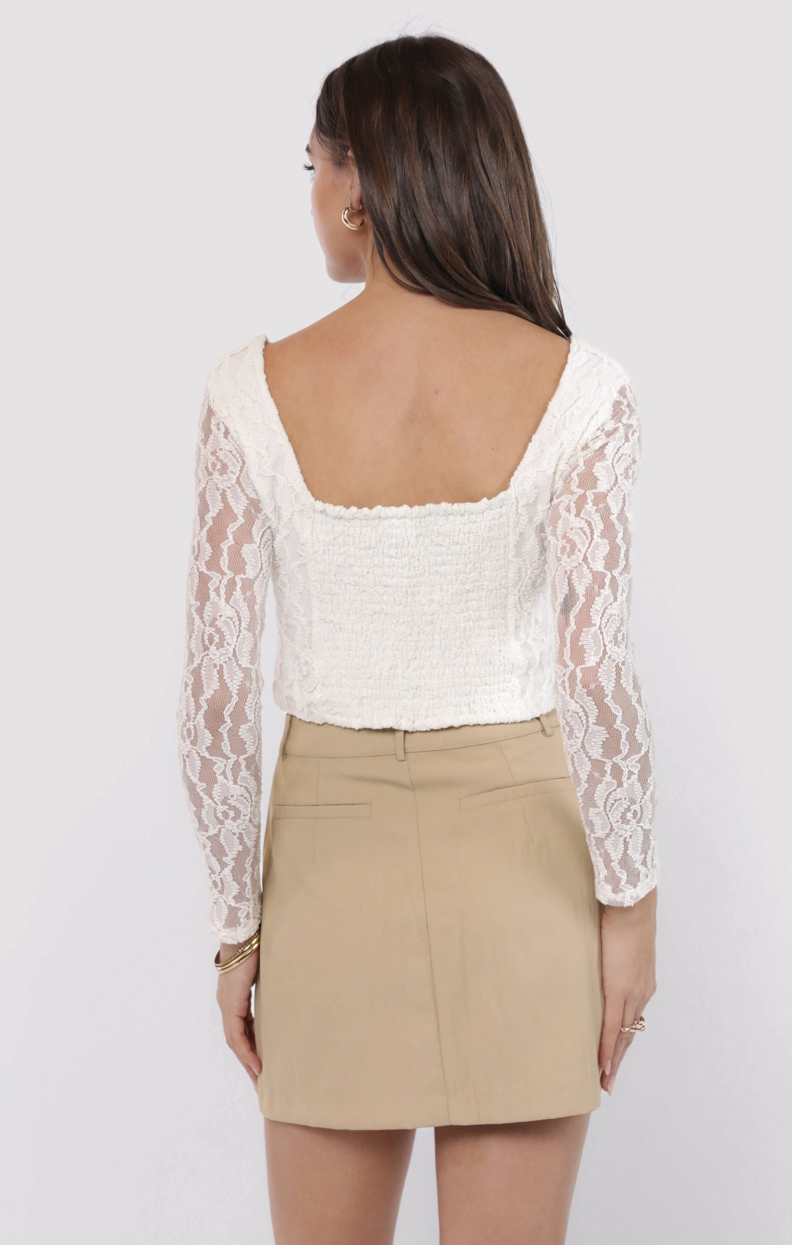 SADIE AND SAGE Women's Top Sadie and Sage Low Lights Lace L/slv Crop Top