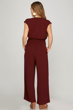SHE AND SKY Women's Pants Sleeveless Elastic Waist Woven Jumpsuit