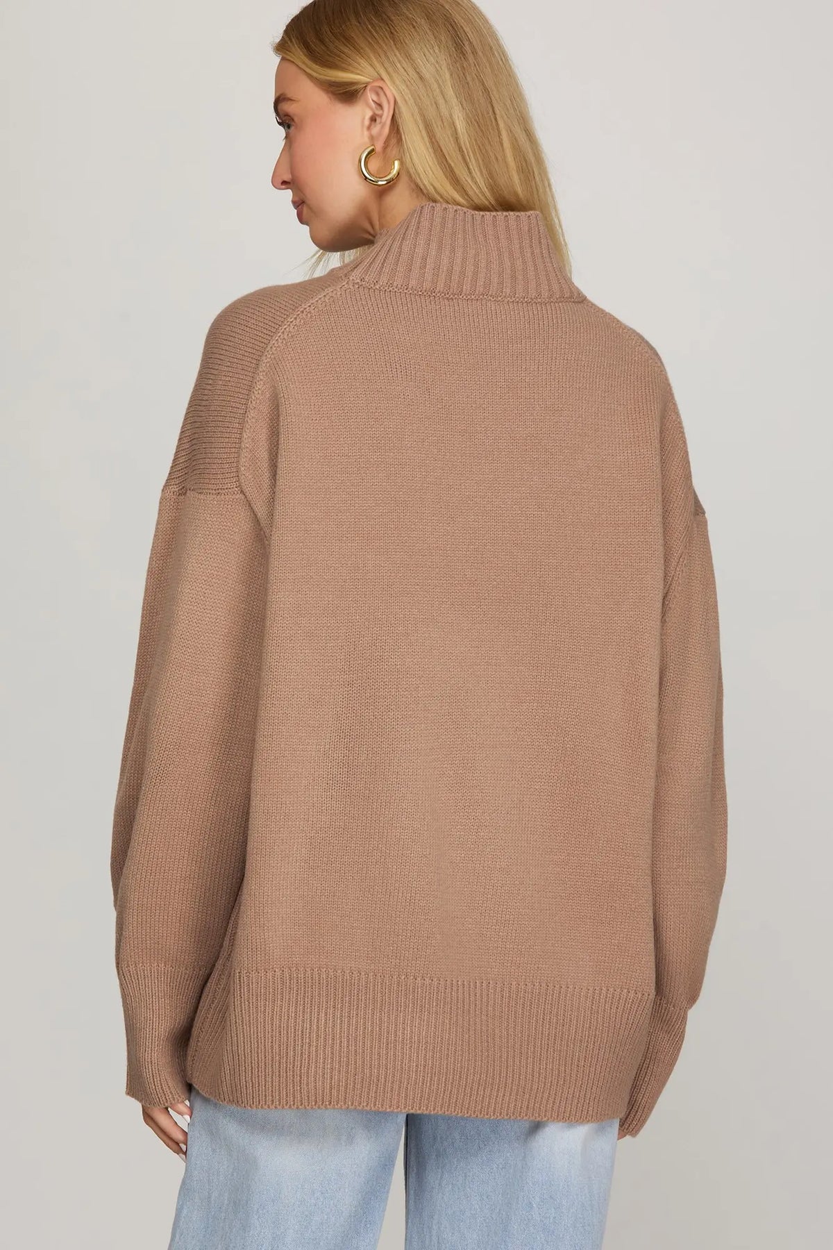 SHE AND SKY Women's Sweater Long Sleeve Mock Neck Sweater