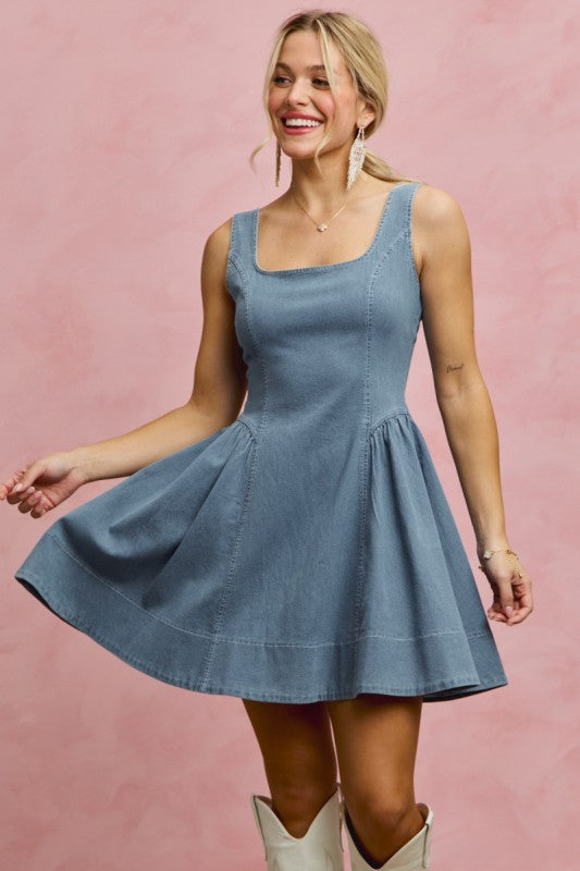 SO ME Women's Dresses Denim Fit And Flare Mini Dress