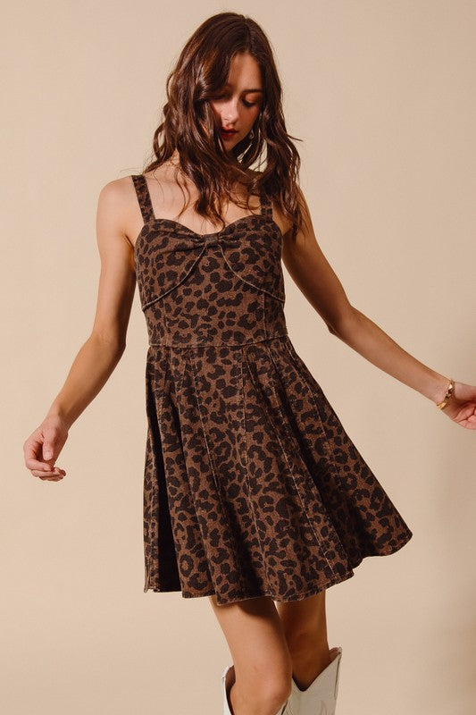 SO ME Women's Dresses Mineral Washed Bow Ribbon Detail Flare Dress