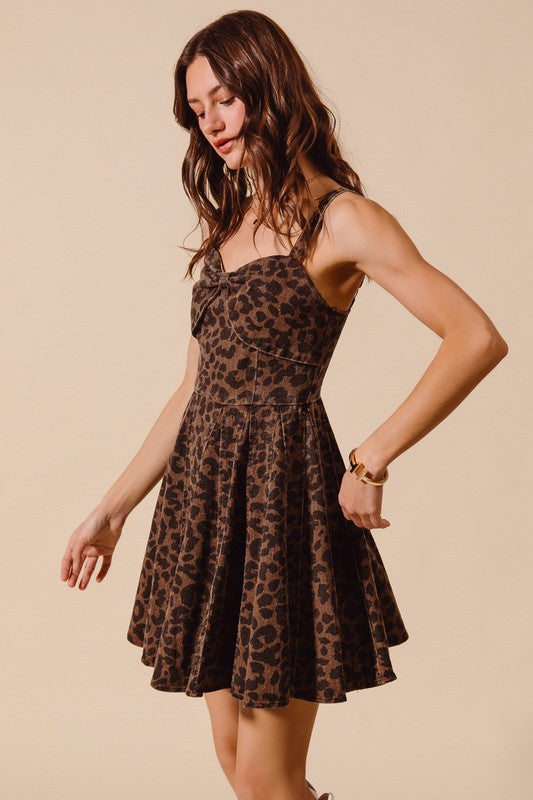 SO ME Women's Dresses Mineral Washed Bow Ribbon Detail Flare Dress