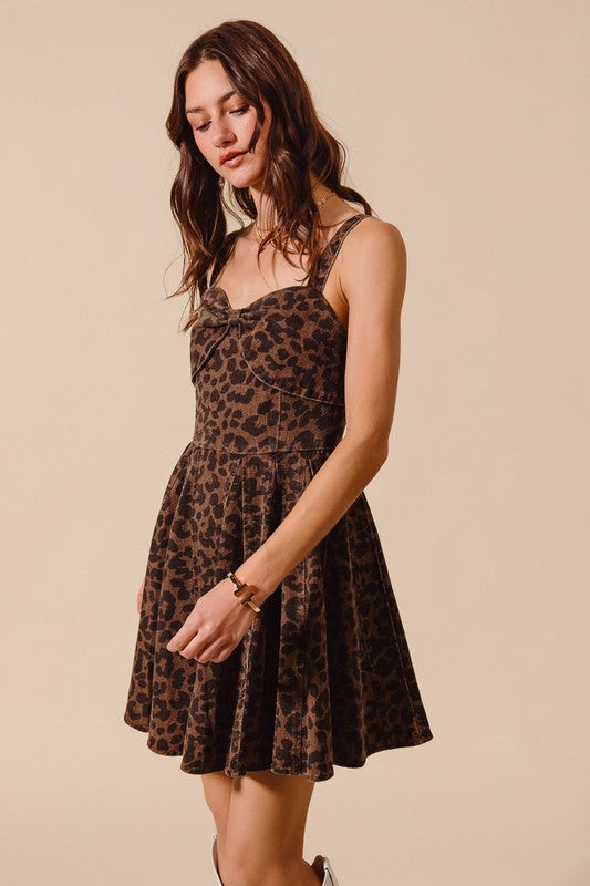 SO ME Women's Dresses Mineral Washed Bow Ribbon Detail Flare Dress